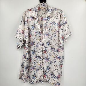 Victoria's Secret Vintage Satin Button Front Sleep Shirt Womens Size Large White